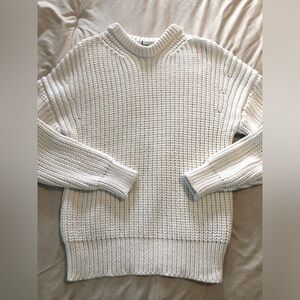 Varley cable knit crew neck sweater white new